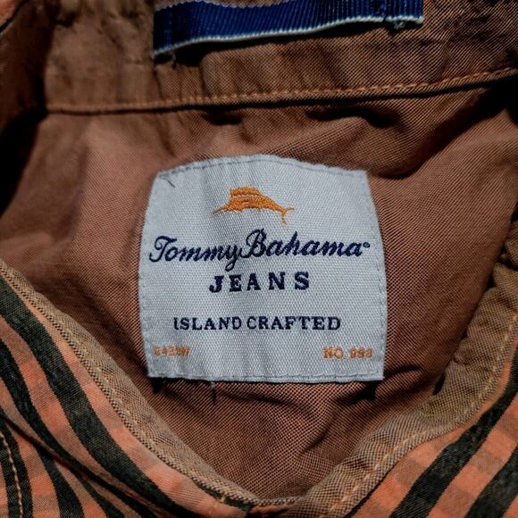 Tommy Bahama Jeans Island Crafted Lyocell Blend Pumpkin Orange Plaid Shirt EUC - Picture 6 of 11